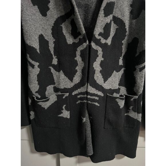 Alison Sheri Women L/S Thick Cardigan Sweater Gray/Black XS Artsy Grandpacore - Picture 3 of 5